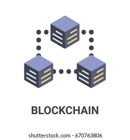 Flat illustration of a blue blockchain icon