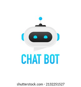Flat illustration with blue bot. Customer support help service flat vector illustration