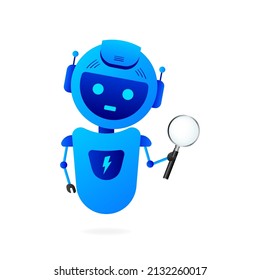 Flache Illustration mit blauem Bot. Support-Service für Kunden - FlavVektorgrafik