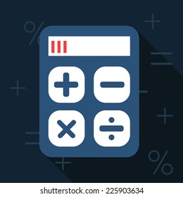 Flat illustration with blue calculator