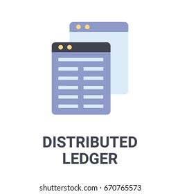 Flat illustration of a blue distributed ledger icon