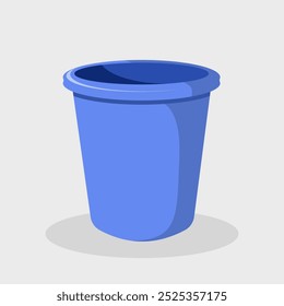 Ilustração plana azul balde vazio, balde de água