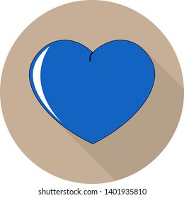Flat illustration of blue heart icon for web on cream background