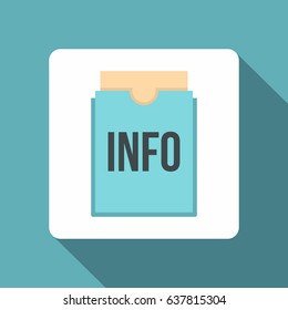 Flat illustration of blue info folder vector icon for web