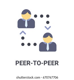 Flat illustration of a blue peer to peer icon