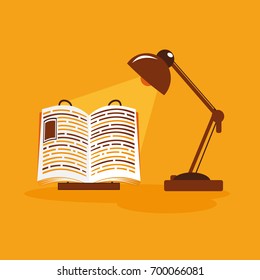 flat illustration with book lamp in vector format