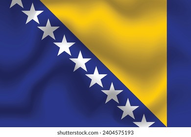 Flat Illustration of Bosnia and Herzegovina flag. Bosnia and Herzegovina national flag design. Bosnia and Herzegovina Wave flag.
