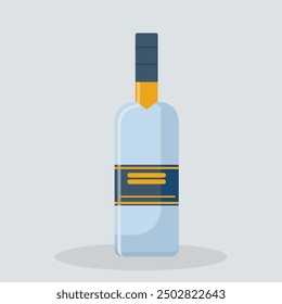 Flat illustration a bottle blue beer