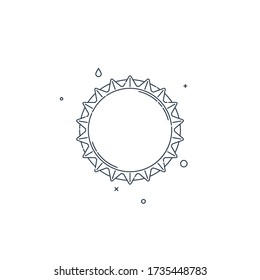 Flat illustration with a bottle cap on a white background. Isolated element. Line art design. Top view. Outline a single drink object. Vector.
