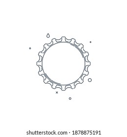 Flat illustration with a bottle cap on a white background. Isolated element. Line art design. Top view. Outline a single drink object. Vector.
