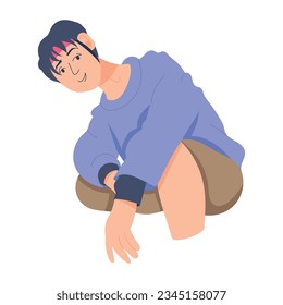 Flat illustration of boy sitting pose 