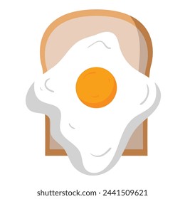 flat illustration of bread with egg on white background. food illustration