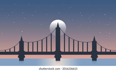 Flat Illustration of Bridge over The Moon