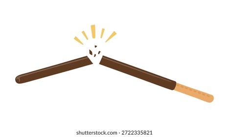 Ilustración plana de bocadillo de chocolate roto sobre fondo negro