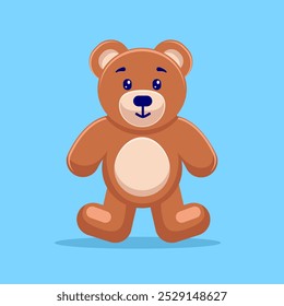 Flat illustration brown bear doll with cute face