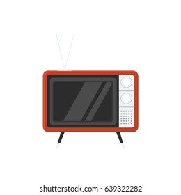 Flat illustration of a brown retro tv