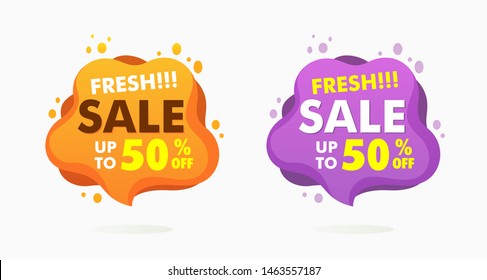 Flat illustration - bubble chat for Instagram banner, sticker, poster, pamphlet or any web design needs. Liquid shapes of different colors with text that easy to change.