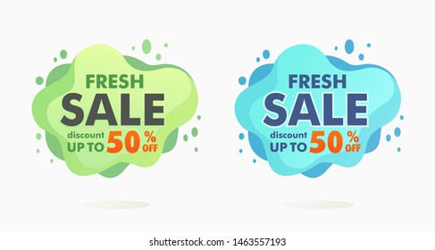 Flat illustration - bubble chat for Instagram banner, sticker, poster, pamphlet or any web design needs. Liquid shapes of different colors with text that easy to change.