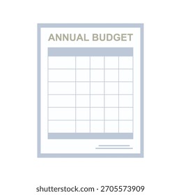 Flat illustration of budget table with financial data. Accounting concept. Geometric vector design. Scalable graphic for finance.