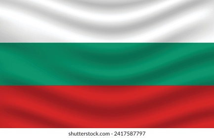 Flache Illustration der Flagge Bulgariens. Nationale Flaggengestaltung Bulgariens. Bulgarien Wave Fahne.
