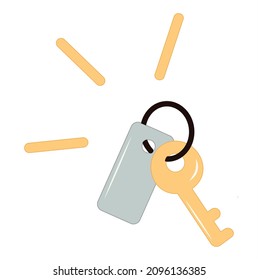 Ilustración plana de un montón de llaves diarias en un anillo. Objeto de cierre dibujado a mano. Isolación de ilustraciones vectoriales sobre fondo transparente. Llaves de casa, oficina, departamento, habitación de hotel. Crítica.