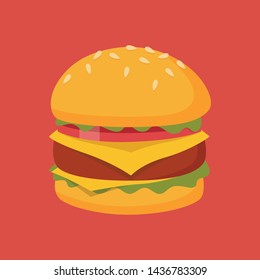 flat illustration burger, isolated on background, vector file, flat icon