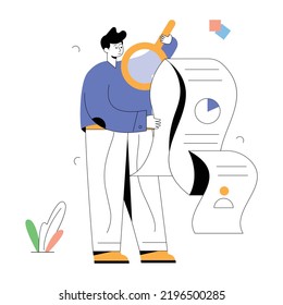 Eine flache Illustration der Unternehmensanalyse 