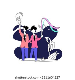 Flat Illustration Business Congratulation for Landing Page Web Mobile App. This modern, minimalist design is perfect for your next project. Featuring a line shape style
