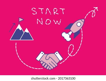 Flat Illustration of Business Growth Processes. Success Icons Vector Illustration Template.