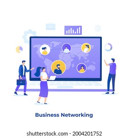 Flache Illustration des Business-Networking-Konzepts. Illustration für Webseiten, Landingpages, mobile Anwendungen, Poster und Banner.