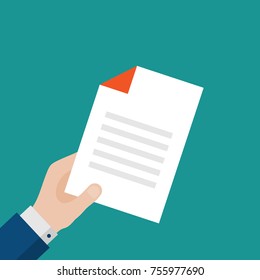 Flat Illustration Of A Businessman Hand Holding A Document