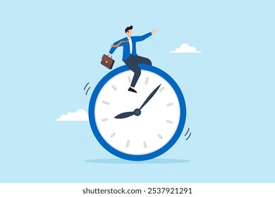 Ilustração plana da previsão de gerenciamento de tempo do relógio de passeio do empresário no gerenciamento do progresso da contagem regressiva do temporizador da oportunidade do prazo do projeto