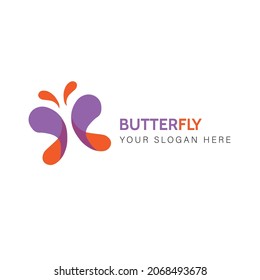 flat illustration of butterfly and logo used for print, app, web, advertising, etc