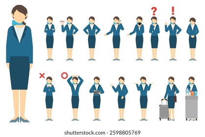 Flat illustration: Cabin attendant front