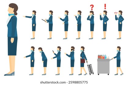Flat illustration: Cabin attendant side