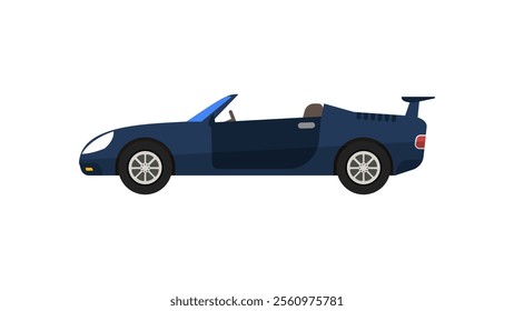 Flat illustration of a cabriolet car, in white isolated background