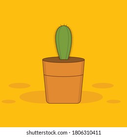 flat illustration of cactus  - vector icon. cactus symbol. Indoor Cactus flower in pot icon