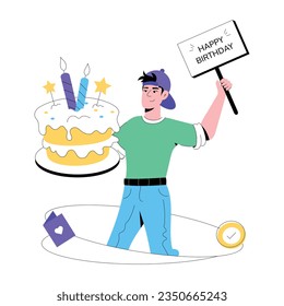 Ilustración plana de la entrega de tartas 