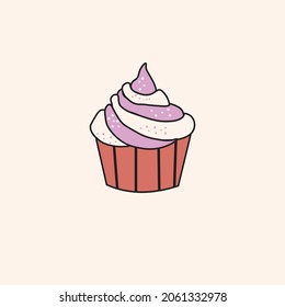 ilustración plana del pastel y logotipo utilizado para imprimir