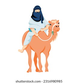 A flat illustration of camel riding