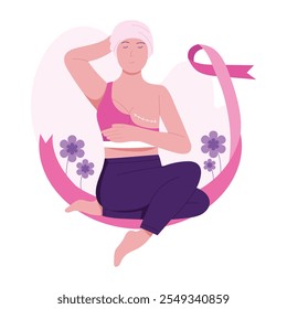 A flat illustration of cancer warrior 