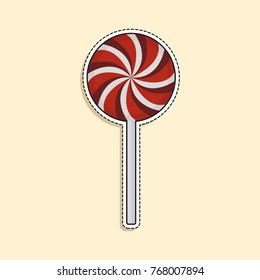 Flat illustration of candy stick vector icon for web on baby. Cartoon sticker in comics style with contour. Decoration for greeting cards, posters, patches, prints for clothes, emblems, sticker, icon.
