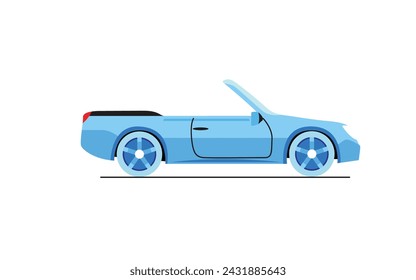 Flat illustration of a car, in white isolated background
