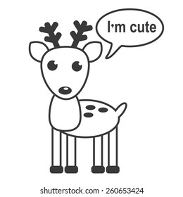 Flat illustration of a cartoon cute deer