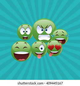 Flat illustration of cartoon face design 