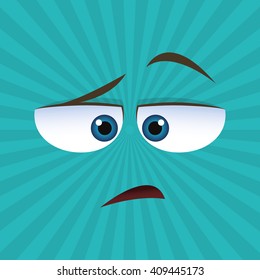Flat illustration of cartoon face design 