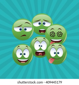 Flat illustration of cartoon face design 