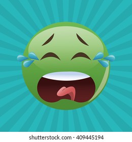 Flat illustration of cartoon face design 