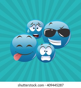 Flat illustration of cartoon face design 