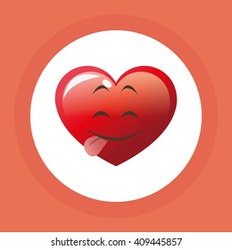 Flat illustration of cartoon face design, heart shape and love c